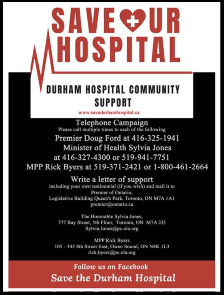 What can I do? - Save the Durham Hospital